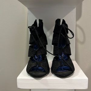 Wild diva black lace up heels